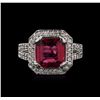 Image 1 : 14KT White Gold 3.33ct Rubellite and Diamond Ring