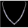 Image 1 : 14KT White Gold 15.40ctw Tanzanite and Diamond Necklace