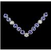 Image 2 : 14KT White Gold 15.40ctw Tanzanite and Diamond Necklace