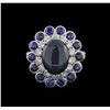 Image 1 : 14KT White Gold 9.12ctw Blue Star Sapphire and Diamond Ring