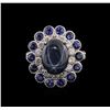 Image 4 : 14KT White Gold 9.12ctw Blue Star Sapphire and Diamond Ring