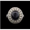 Image 1 : 5.28ct Blue Star Sapphire and Diamond Ring - 14KT White Gold