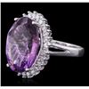 Image 2 : 14KT White Gold 10.33ct Amethyst and Diamond Ring