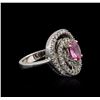 Image 2 : 14KT White Gold 0.96ct Pink Sapphire and Diamond Ring