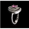 Image 3 : 14KT White Gold 0.96ct Pink Sapphire and Diamond Ring
