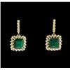 Image 1 : 14KT Yellow Gold 14.74ctw Emerald and Diamond Earrings