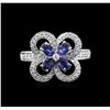 Image 1 : 0.80ctw Sapphire and Diamond Ring - 14KT White Gold