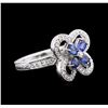 Image 2 : 0.80ctw Sapphire and Diamond Ring - 14KT White Gold