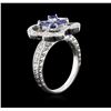 Image 3 : 0.80ctw Sapphire and Diamond Ring - 14KT White Gold