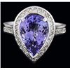 Image 1 : 14KT White Gold 4.13ct Tanzanite and Diamond Ring
