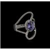 Image 2 : 1.50ct Tanzanite and Diamond Ring - 14KT White Gold