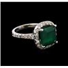 Image 2 : 4.20ct Emerald and Diamond Ring - 14KT White Gold