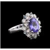 Image 2 : 3.40ct Tanzanite and Diamond Ring - 14KT White Gold