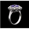Image 3 : 3.40ct Tanzanite and Diamond Ring - 14KT White Gold