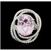 Image 1 : 14KT White Gold 11.79ct Kunzite and Diamond Ring