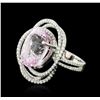 Image 2 : 14KT White Gold 11.79ct Kunzite and Diamond Ring