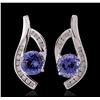 Image 1 : 14KT White Gold 6.30ctw Tanzanite and Diamond Earrings