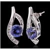Image 2 : 14KT White Gold 6.30ctw Tanzanite and Diamond Earrings