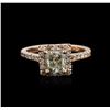 Image 1 : 14KT Rose Gold 1.38ctw Fancy Green Diamond Ring
