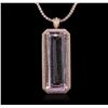Image 2 : 14KT Rose Gold GIA Certified 162.70ct Kunzite and Diamond Pendant With Chain