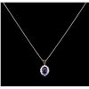 Image 2 : 4.28ct Tanzanite and Diamond Pendant With Chain - 14KT White Gold