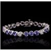 Image 1 : 14KT White Gold 14.58ctw Tanzanite and Diamond Tennis Bracelet