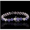 Image 2 : 14KT White Gold 14.58ctw Tanzanite and Diamond Tennis Bracelet