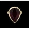 Image 1 : 13.98ct Ruby and Diamond Ring - 14KT Yellow Gold