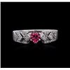 Image 1 : 18KT White Gold 0.50ct Pink Topaz and Diamond Ring