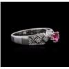 Image 2 : 18KT White Gold 0.50ct Pink Topaz and Diamond Ring