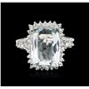 Image 1 : 14KT White Gold 7.95ct Aquamarine and Diamond Ring