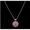 Image 2 : 14KT Yellow Gold 11.80ctw Ruby and Diamond Pendant With Chain