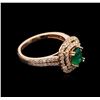 Image 2 : 0.68ct Emerald and Diamond Ring - 14KT Rose Gold