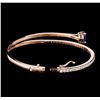 Image 3 : 14KT Rose Gold 3.18ct Tanzanite and Diamond Bangle Bracelet