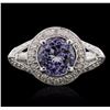 Image 1 : 14KT White Gold 1.68ct Tanzanite and Diamond Ring
