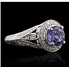 Image 2 : 14KT White Gold 1.68ct Tanzanite and Diamond Ring