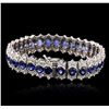 Image 2 : 14KT White Gold 20.79ctw Sapphire and Diamond Bracelet