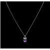 Image 1 : 1.34ct Amethyst and Diamond Pendant With Chain - 18KT White Gold