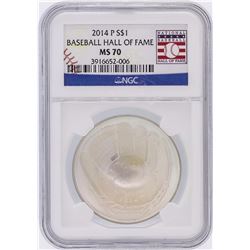 2014 Baseball HOF NGC Graded MS70 $1 Silver Coin Hall of Fame