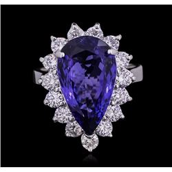 14KT White Gold GIA Certified 7.53ct Tanzanite and Diamond Ring