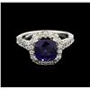 Image 1 : 3.00ct Blue Sapphire and Diamond Ring - 14KT White Gold