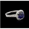 Image 2 : 3.00ct Blue Sapphire and Diamond Ring - 14KT White Gold