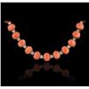Image 1 : 14KT Rose Gold 40.42ctw Pink Coral and Diamond Necklace