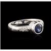 Image 2 : 14KT White Gold 1.12ct Sapphire and Diamond Ring