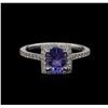 Image 1 : 0.78ct Tanzanite and Diamond Ring - 14KT White Gold
