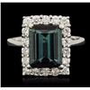 Image 1 : 14KT White Gold 4.30ct Tourmaline and Diamond Ring
