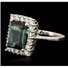 Image 2 : 14KT White Gold 4.30ct Tourmaline and Diamond Ring