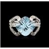 Image 1 : 14KT White Gold 6.50ct Topaz and Diamond Ring