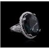Image 2 : 14KT White Gold 20.61ct Topaz and Diamond Ring