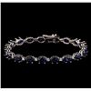 Image 1 : 14KT White Gold 16.95ctw Sapphire and Diamond Bracelet